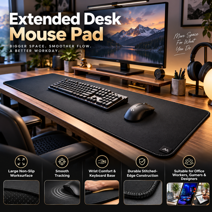 TRUPEM Extended Desk Mouse Pad | Large Non-Slip Worksurface Design | Provides Smooth Tracking, Wrist Comfort & Keyboard Base | Durable Stitched-Edge Construction | Suitable for Office Workers, Gamers & Designers